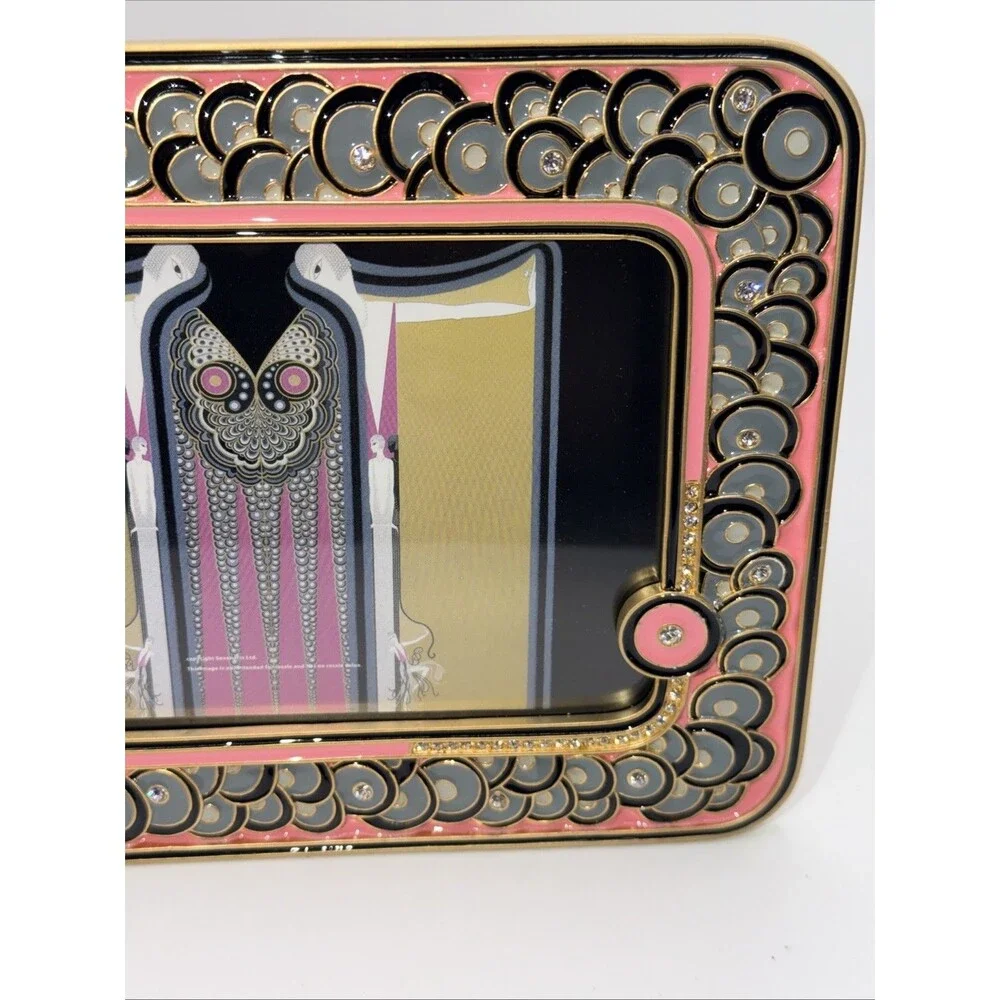 Erte Sevenarts Ltd Art Deco Enamel Metal Bedazzled Picture Frame Unique HTF Pink